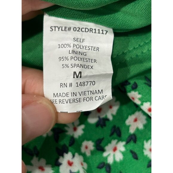 Sienna Sky Green Floral Smocked Tiered Mini Dress Ruffle Hem Sz M Y2K Baby Doll - Picture 7 of 11